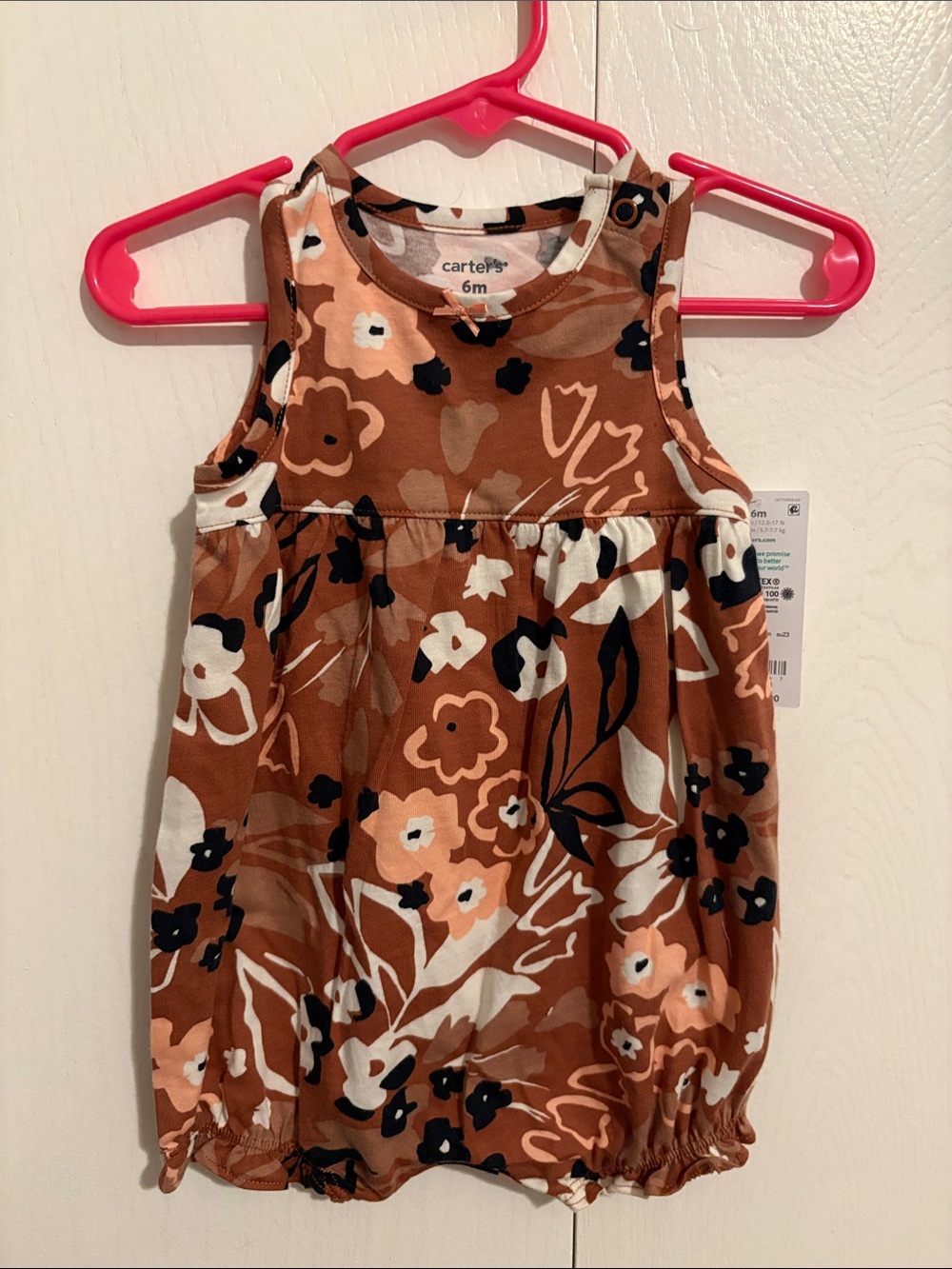 Carter's Rust Floral Sleeveless Baby Romper